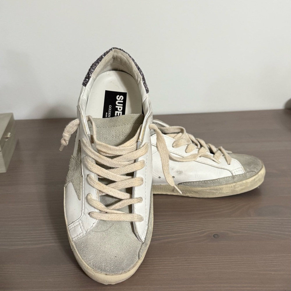 Golden Goose White and Gray Vintage Sneakers
